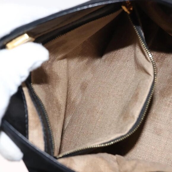 FENDI Shoulder Bag Nylon Black Gold Auth 148347 - Picture 13 of 16